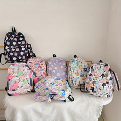 Cartoon Pattern Large Capacity Backpack Nylon Lightweight School Travel Bag