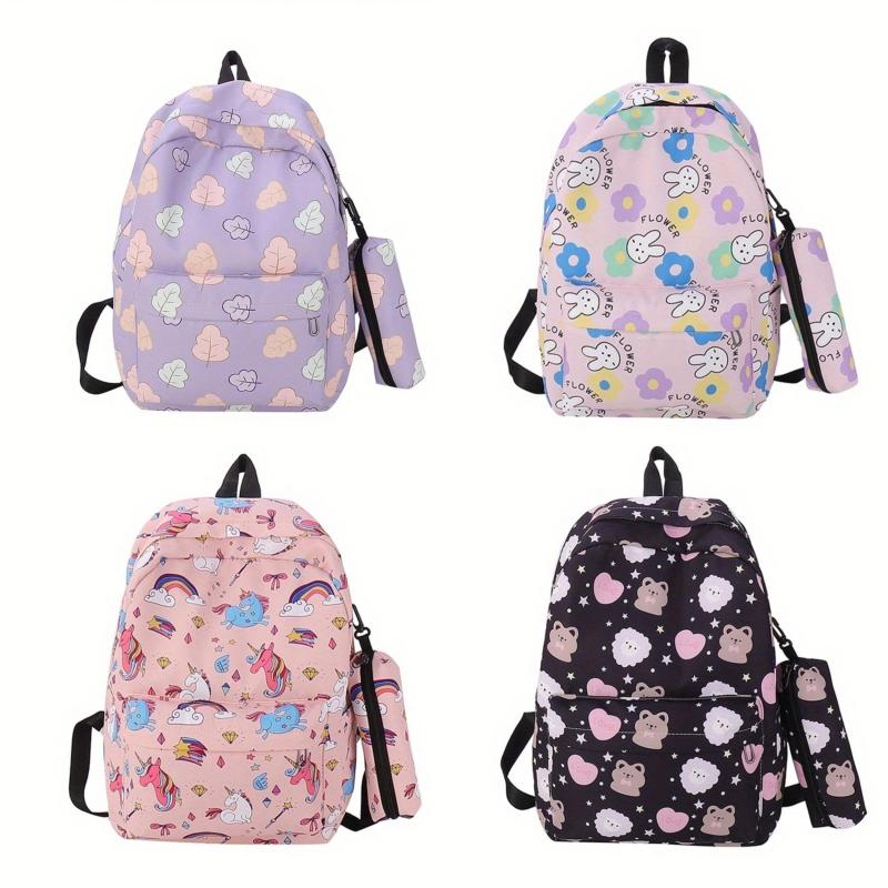 Cartoon Pattern Large Capacity Backpack Nylon Lightweight School Travel Bag