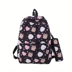 Cartoon Pattern Large Capacity Backpack Nylon Lightweight School Travel Bag