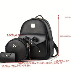 3pcs Textured Solid Bag Sets Lightweight Shoulder Bag