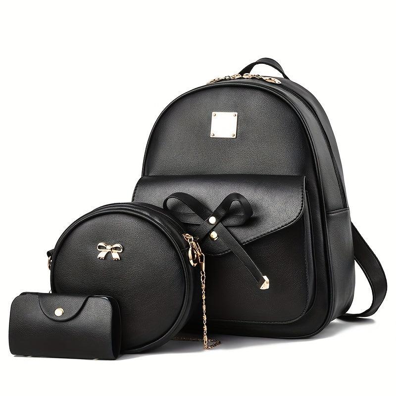 3pcs Textured Solid Bag Sets Lightweight Shoulder Bag