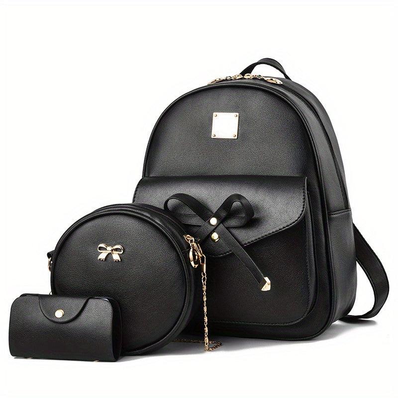 3pcs Textured Solid Bag Sets Lightweight Shoulder Bag