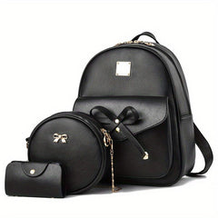 3pcs Textured Solid Bag Sets Lightweight Shoulder Bag
