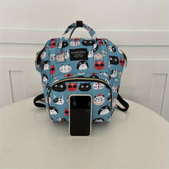 Cartoon Print Diaper Bag For Baby Lightweight Travel Backpack