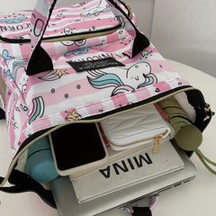 Cartoon Print Diaper Bag For Baby Lightweight Travel Backpack