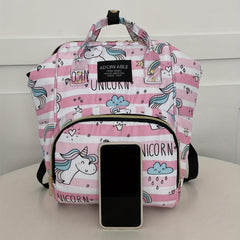 Cartoon Print Diaper Bag For Baby Lightweight Travel Backpack