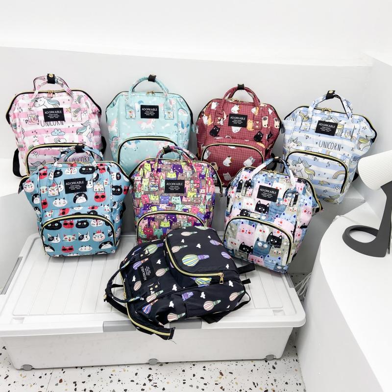 Cartoon Print Diaper Bag For Baby Lightweight Travel Backpack