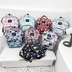 Cartoon Print Diaper Bag For Baby Lightweight Travel Backpack