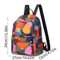 Colorblock Round Pattern Backpack Oxford Cloth Daypack