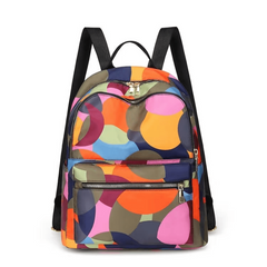 Colorblock Round Pattern Backpack Oxford Cloth Daypack