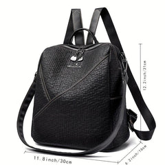 Minimalist Convertible Backpack Purse PU Leather Daypack School Travel Bag