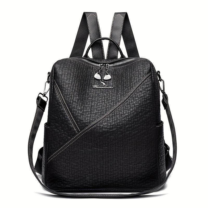 Minimalist Convertible Backpack Purse PU Leather Daypack School Travel Bag