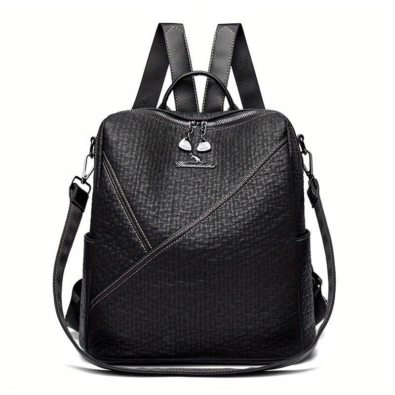 Minimalist Convertible Backpack Purse PU Leather Daypack School Travel Bag
