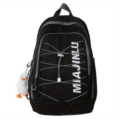 Colorblock Letter Pattern Backpack Zipper Rucksack School Bag