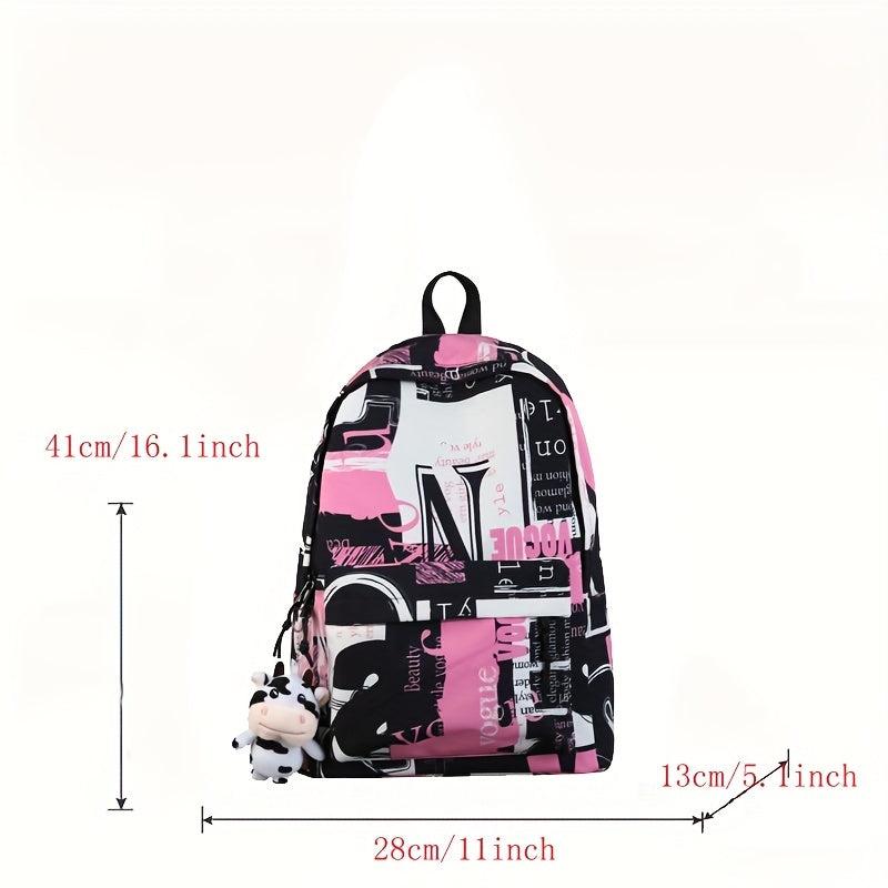 Casual Graffiti Pattern Backpack Lightweight Zipper Rucksack