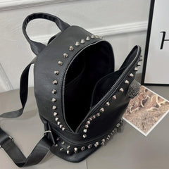 Skull & Rivets Decor Backpack Halloween Punk Storage Rucksack Women's Gothic