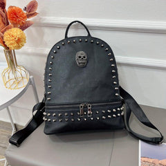 Skull & Rivets Decor Backpack Halloween Punk Storage Rucksack Women's Gothic
