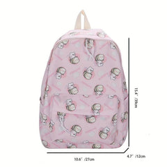 Cartoon Printed Laptop Backpack Preppy Style Students Bookbag