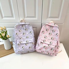 Cartoon Printed Laptop Backpack Preppy Style Students Bookbag