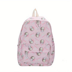 Cartoon Printed Laptop Backpack Preppy Style Students Bookbag