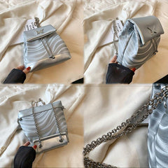 Holographic Butterfly Flap Backpack Chain Daypack