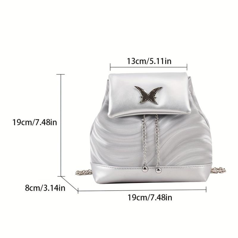 Holographic Butterfly Flap Backpack Chain Daypack