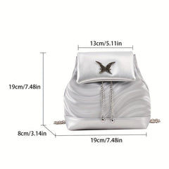 Holographic Butterfly Flap Backpack Chain Daypack