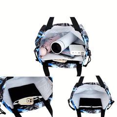 Graffiti Drawstring Large Capacity Backpack Nylon Lightweight Street Backpack
