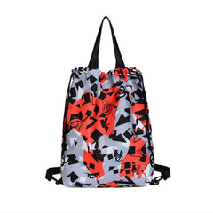 Graffiti Drawstring Large Capacity Backpack Nylon Lightweight Street Backpack
