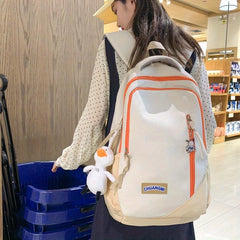 Colorblock Zipper Backpack Large Capacity Storage School Bag