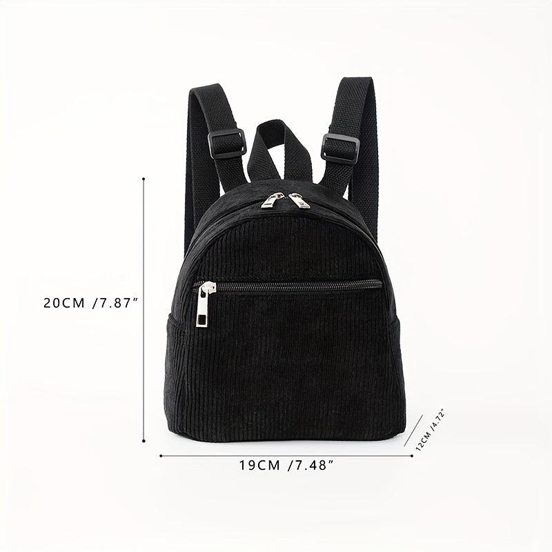Mini Corduroy Backpack Lightweight Double Shoulder Bag Waterproof