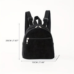 Mini Corduroy Backpack Lightweight Double Shoulder Bag Waterproof