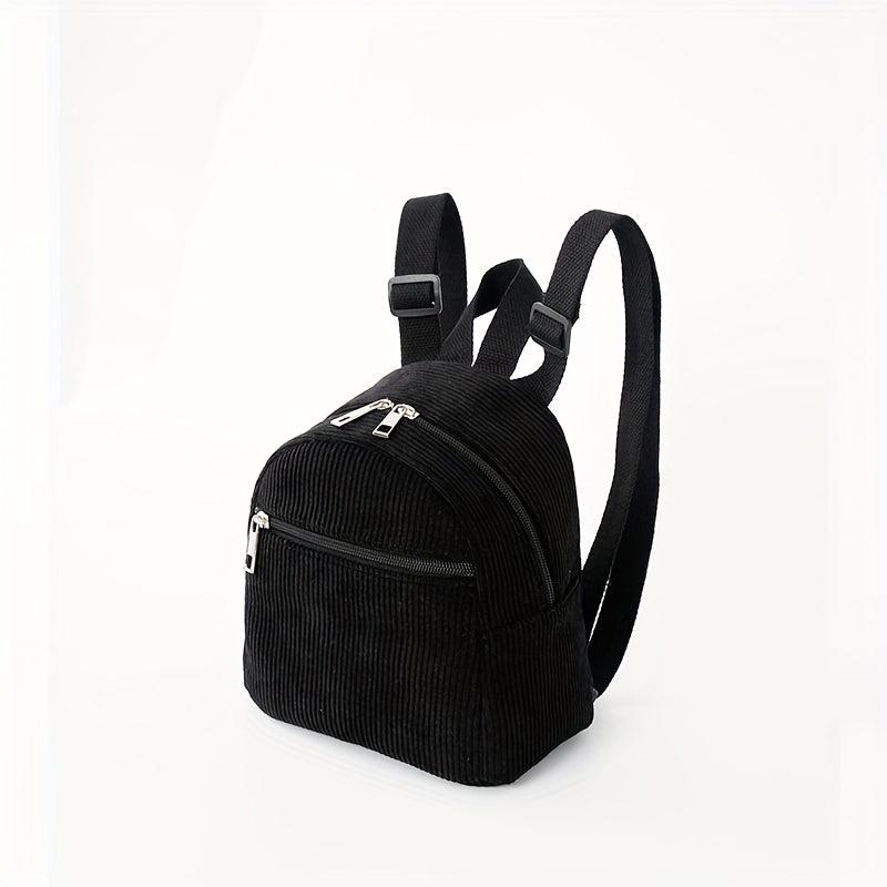 Mini Corduroy Backpack Lightweight Double Shoulder Bag Waterproof