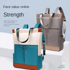 Contrast Tote Backpack Casual Laptop School Bag Travel Shoulder Bag