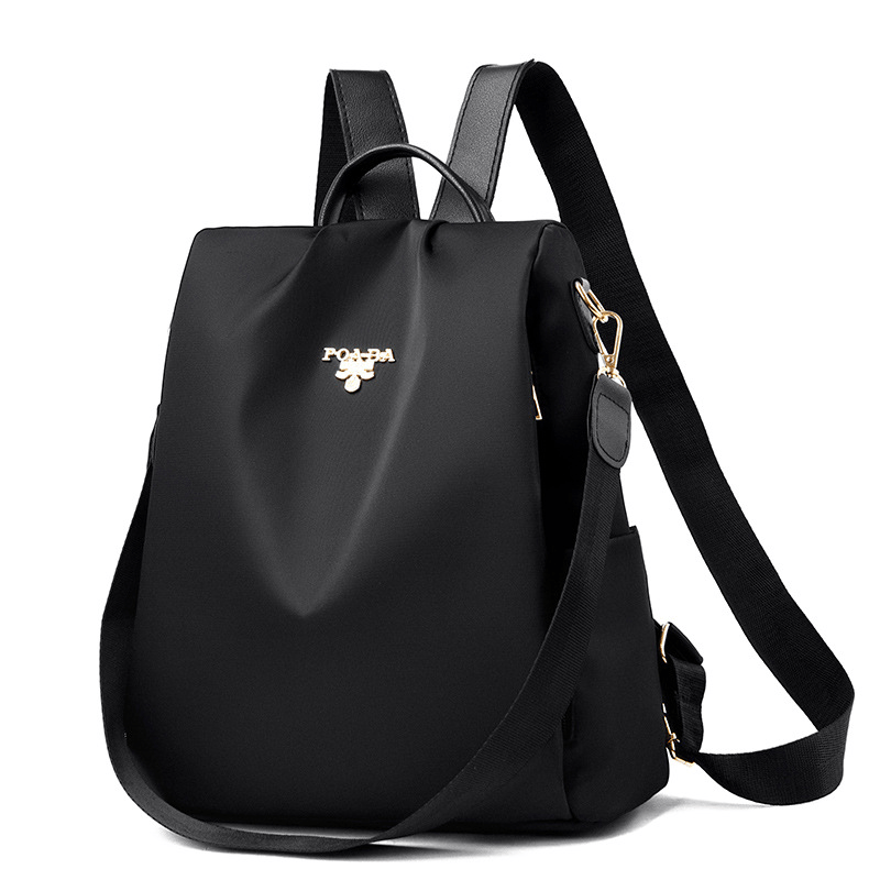 Metal Decor Backpack Purse Oxford Cloth Shoulder Bag With Detachable Strap
