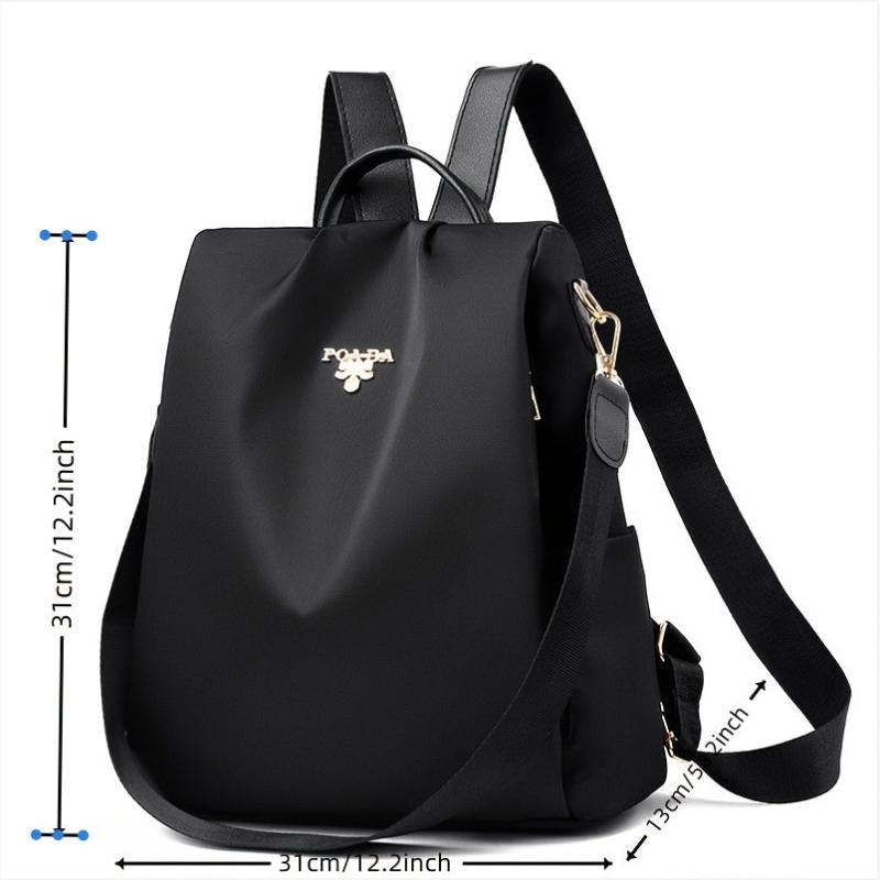 Metal Decor Backpack Purse Oxford Cloth Shoulder Bag With Detachable Strap