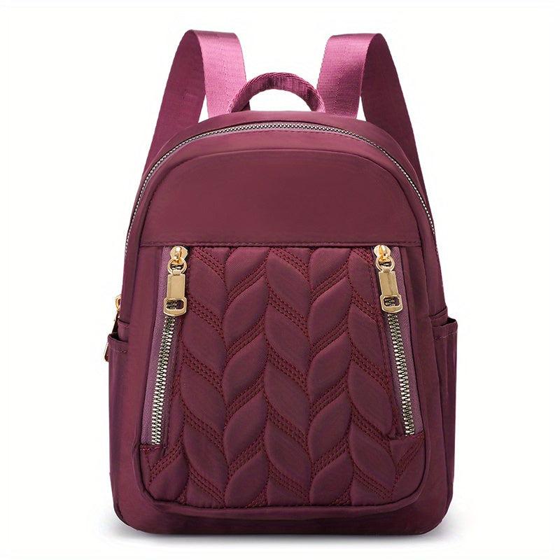 Minimalist Quilted Zipper Backpack Women's Nylon Daypack