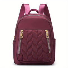 Minimalist Quilted Zipper Backpack Women's Nylon Daypack