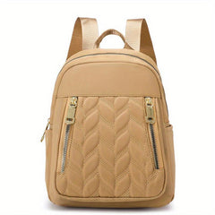 Minimalist Quilted Zipper Backpack Women's Nylon Daypack