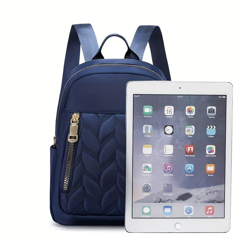 Minimalist Quilted Zipper Backpack Women's Nylon Daypack