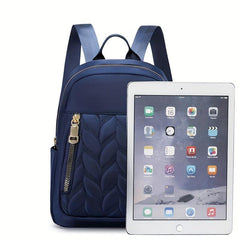 Minimalist Quilted Zipper Backpack Women's Nylon Daypack