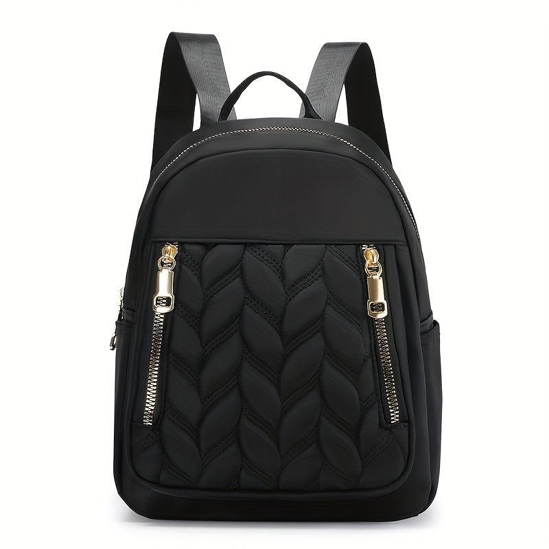 Minimalist Quilted Zipper Backpack Women's Nylon Daypack