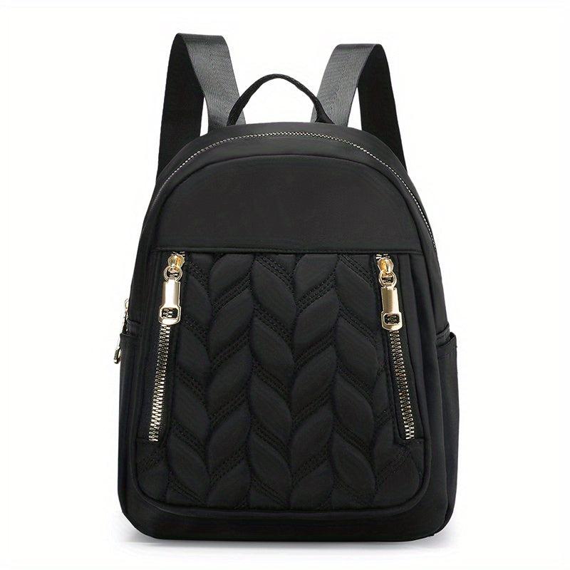 Minimalist Quilted Zipper Backpack Women's Nylon Daypack
