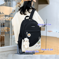 4Pcs Lightweight Contrast Backpack Schoolbag Set