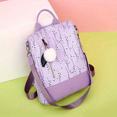 Floral Pattern Laptop Backpack Purse Women's Two way Shoulder Bag