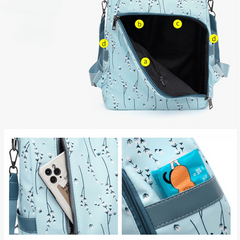 Floral Pattern Laptop Backpack Purse Women's Two way Shoulder Bag