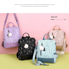 Floral Pattern Laptop Backpack Purse Women's Two way Shoulder Bag