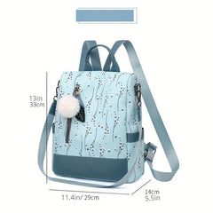 Floral Pattern Laptop Backpack Purse Women's Two way Shoulder Bag