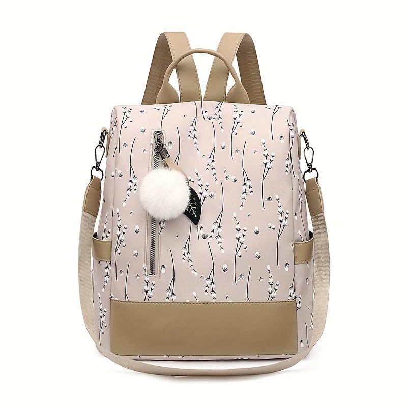 Floral Pattern Laptop Backpack Purse Women's Two way Shoulder Bag