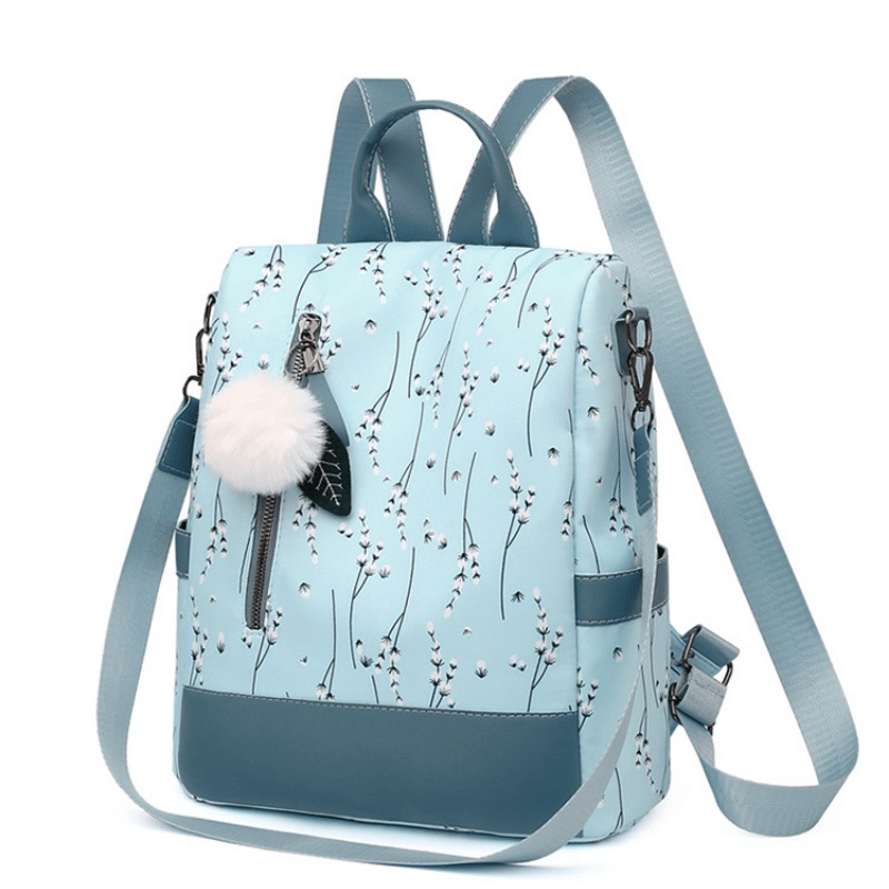 Floral Pattern Laptop Backpack Purse Women's Two way Shoulder Bag